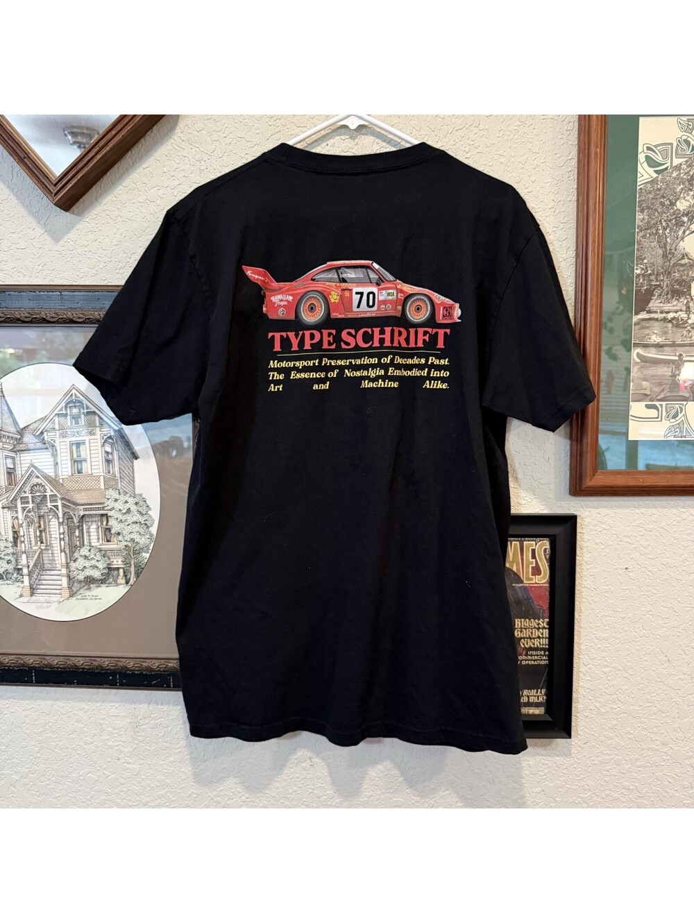 Type Schrift RARE Sold Out Porsche Old Warhorse Black Designer Shirt Size Large